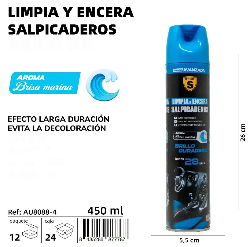 LIMPIA Y ENCERA SALPICADEROS BRISA SPSIL 450 ML.