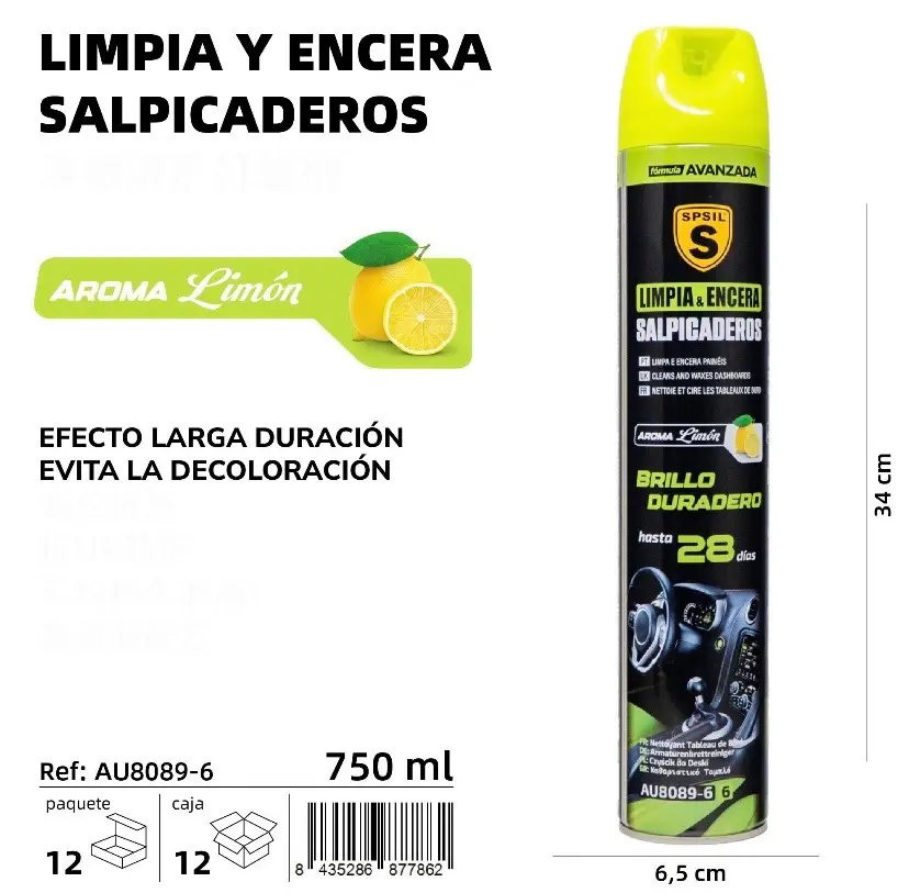 LIMPIA Y ENCERA SALPICADEROS LIMON SPSIL 750 ML.